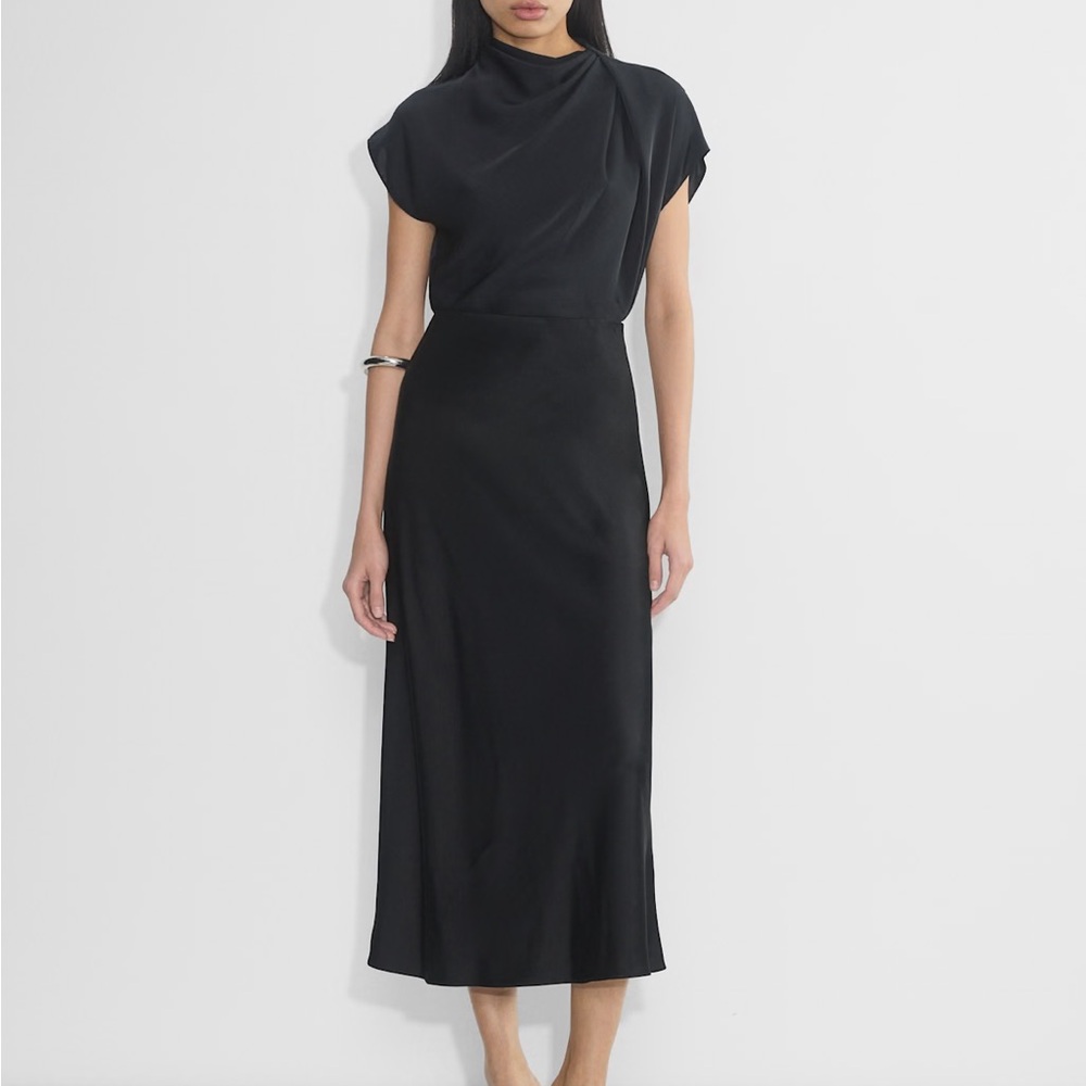 Babaton Black Satin Slip Skirt